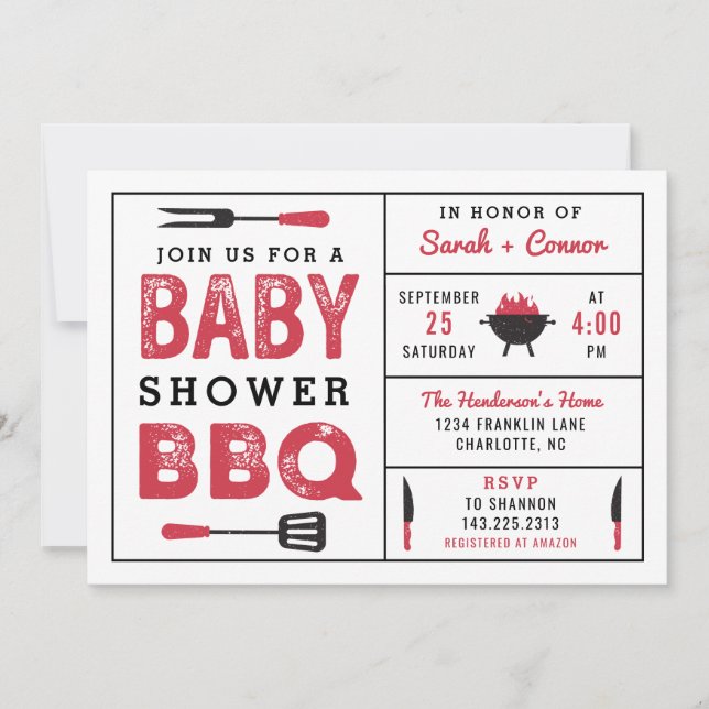 Baby shower BBQ Couple's Shower Invitation (Devant)