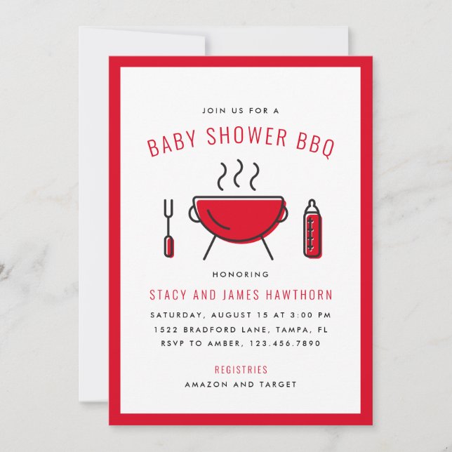 Baby shower BBQ Couple's Shower Invitation (Devant)