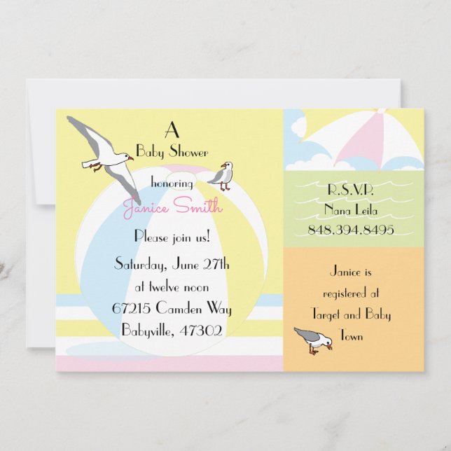 Baby shower Beach Ball Invitation (Devant)