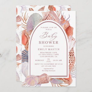 Baby Shower Beach Seashells Wasserfarbe Schöne Einladung