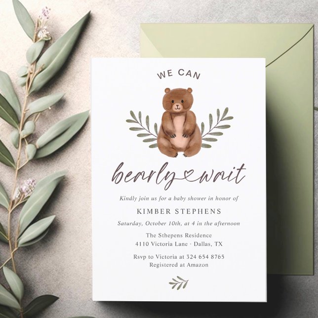 Baby shower Bearly Wait Rustic & Modern Invitation (Créateur téléchargé)