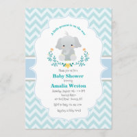 Baby shower bébé éléphant garçon Invitation