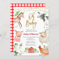 Baby shower bébé ferme oh invitation