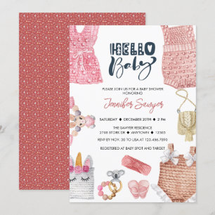 Baby shower bébé fille douche Invitations
