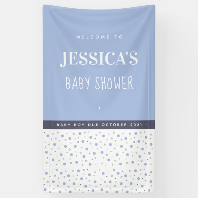 baby shower bébé garçon bleu bannière personnalisé (Vertical)