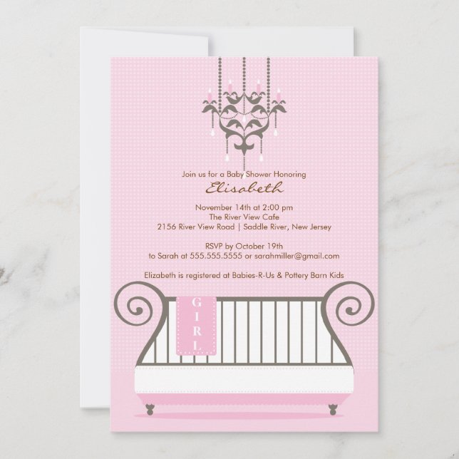 Baby shower bébé Invitation Chic Girl Pink (Devant)