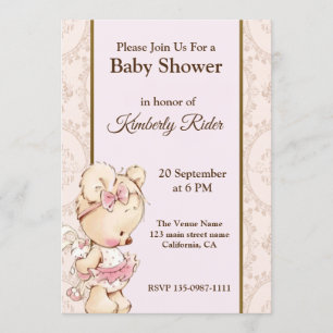 Baby shower bébé mignonne Ours Invitation