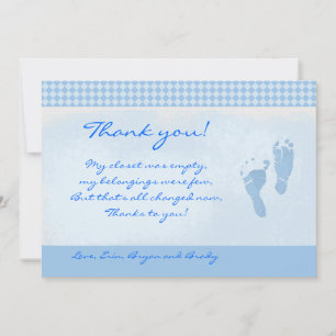 Baby shower Bébé Pieds Bleus Merci plat