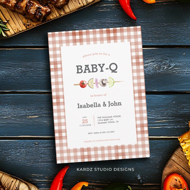 Baby shower bébé Q Barbecue Invitation (This summer baby que baby shower theme invitation is great for a backyard barbecue celebration.)