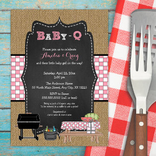 Baby shower bébé-Q, invitations baby showers barbe