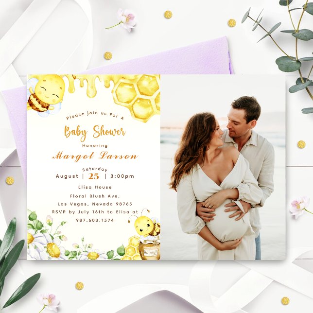 Baby Shower Bee Baby Shower Foto Einladung (Von Creator hochgeladen)
