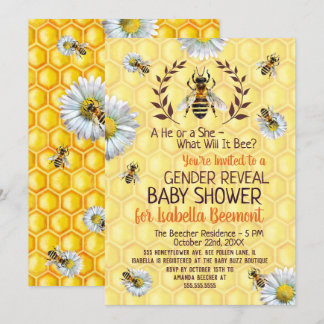 Baby Shower Bee Honeybees Blume Gender Reveal Einladung