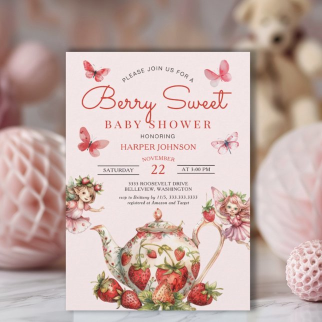 Baby shower Berry Sweet Strawberry Invitation (Créateur téléchargé)
