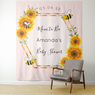 Baby Shower Biene Sonnenblumen Rosen Gold Rosa Wandteppich