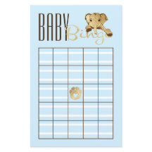 Baby Shower BINGO Baby Blau Gold Elefant