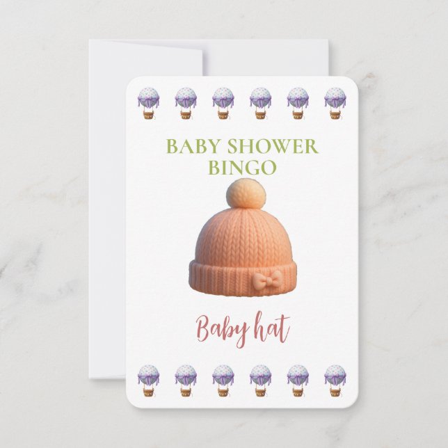 Baby Shower Bingo Card, Funny Game- Baby Hat (Vorderseite)