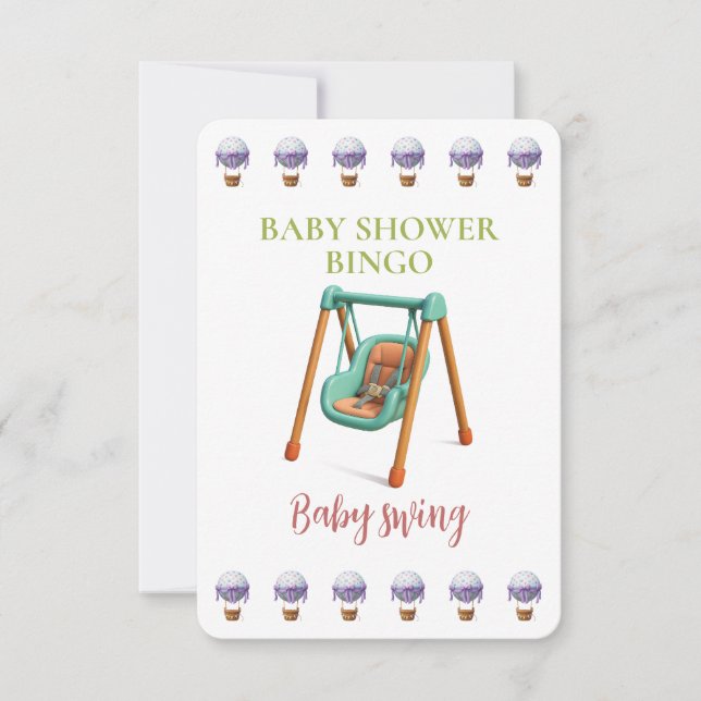 Baby Shower Bingo Card, Funny Game- Baby swing (Vorderseite)
