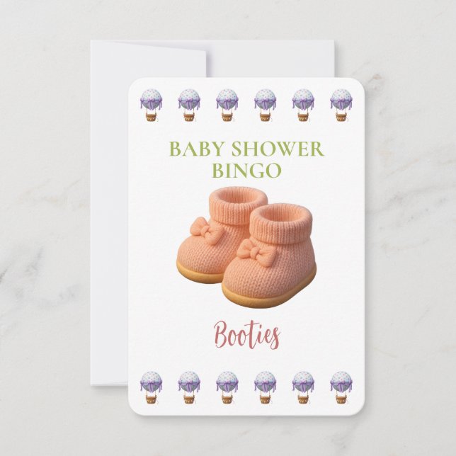 Baby Shower Bingo Card, Funny Game- Booties (Vorderseite)