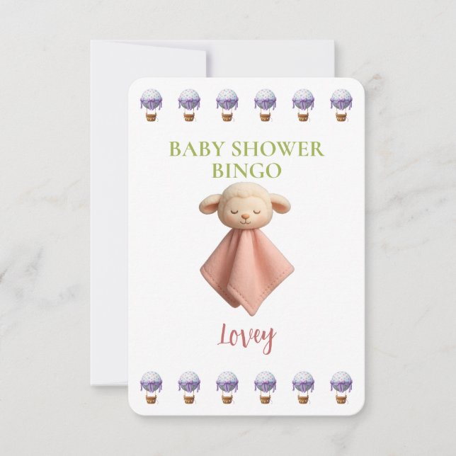 Baby Shower Bingo Card, Funny Game- Lovey (Vorderseite)
