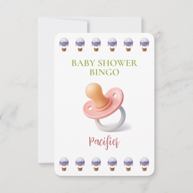 Baby Shower Bingo Card, Funny Game- Pacifier (Vorderseite)