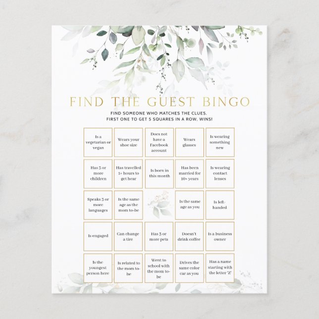 Baby Shower Bingo Cards Invites - Finden Sie die G (Vorderseite)