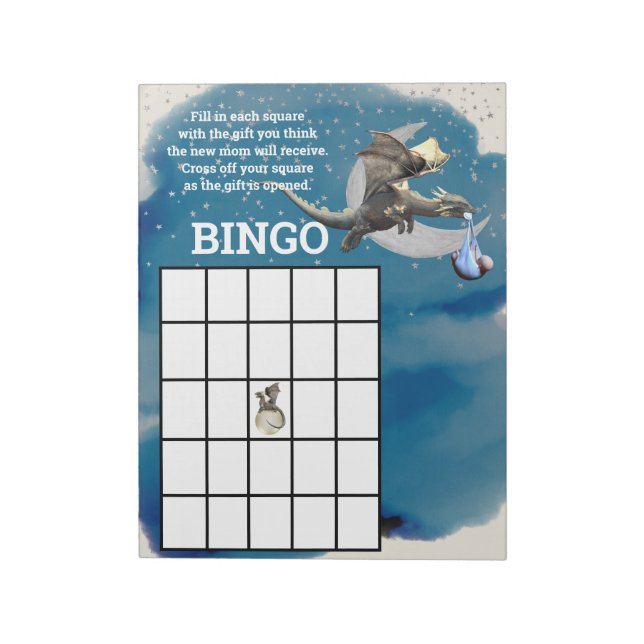 Baby Shower Bingo Dragon Knight Notizblock (Rotiert)