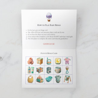 Baby Shower Bingo Game Board12. Fun Party Feiertagskarte