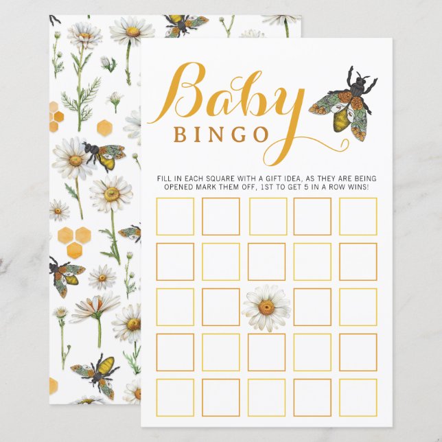 Baby Shower Bingo Game | Hummel Honey Bee Theme (Vorne/Hinten)