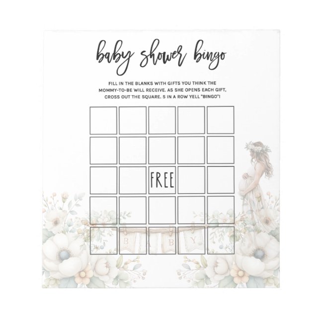 Baby Shower Bingo Game Notizblock (Vorderseite)