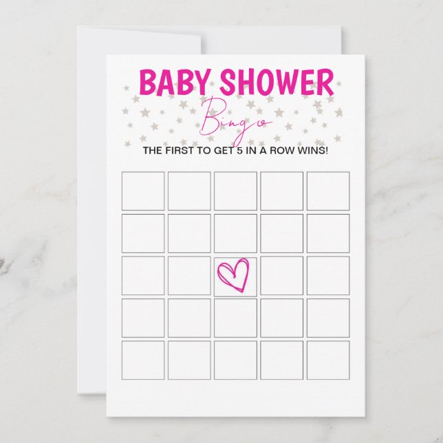 Baby Shower Bingo Game - Pink Einladung (Vorderseite)