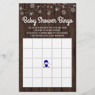 Baby-Shower-Bingo Junge Rustikaler Schneeblume Bab Flyer