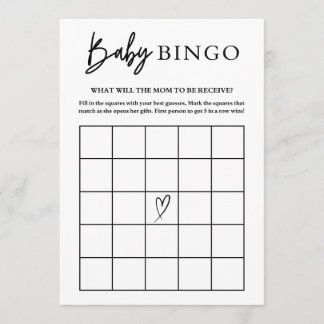 Baby Shower Bingo Kartenspiel Hinweiskarte
