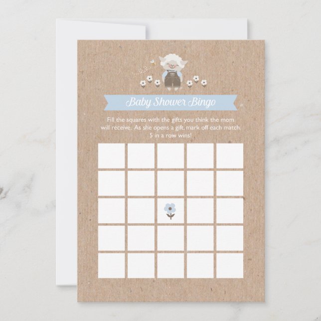 Baby shower bingo Lamb de garçon Carte de jeu (Devant)