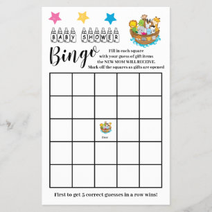 Baby-Shower-Bingo Noahs-Arche-Spielkarte  Flyer