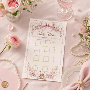 Baby-Shower-Bingo-Partyspiel, Coquette Rosa Schlei