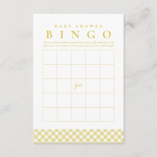 Baby-Shower-Bingo-Spiel süße gelbe Gingham-Karte Einladung