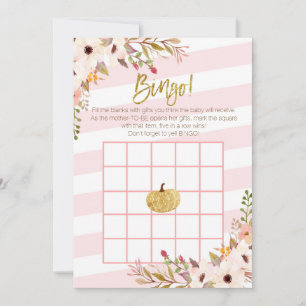Baby-Shower-Bingo-Spiele mit rosa-goldenem Kürbis
