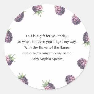 Baby shower Blackberry - étiquette de la bougie de
