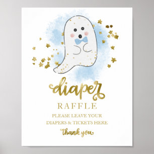 Baby Shower Blau Gold Windel-Raffel-Spiel Schild