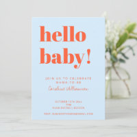 Baby Shower Blau Orange Bold Modern Geschlechtsneu