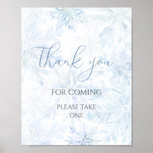 Baby-Shower Blau Schneeflocke Danke fürs Kommen Poster