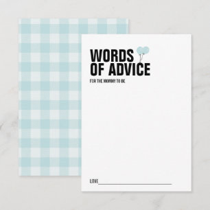 Baby shower Bleu à bulle Carte de conseil maman