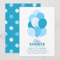 Baby shower Bleu Ballons Invitation
