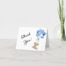 Baby shower Bleu Balloon Boy Carte de remerciement