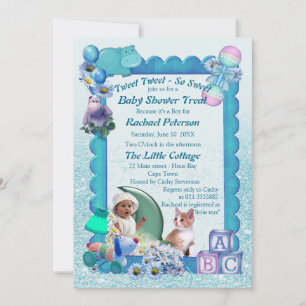 Baby shower bleu bleu turquoise Invitation