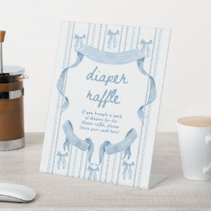 Baby shower Bleu Bow Boy Déchets Signe Raffin