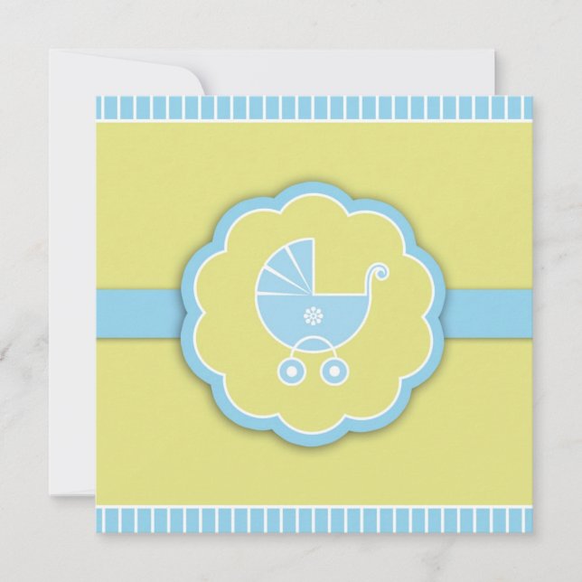 Baby shower bleu Boy Flat Invitation (Devant)