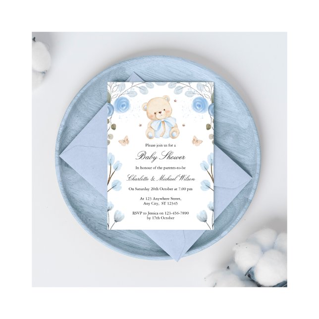 Baby shower bleu Boy Teddy Bear Invitation (Créateur téléchargé)