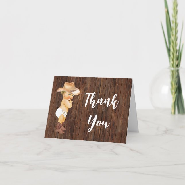 Baby shower bleu carte de remerciements Little Cow (Devant)
