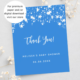 Baby shower bleu clair étoile carte de remerciemen